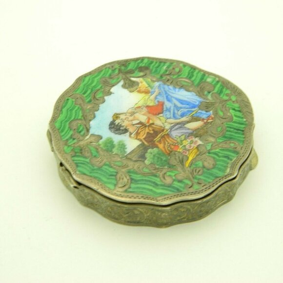 Antique Italian Miniature Enamel Courting Picnic - Picture 2 of 6